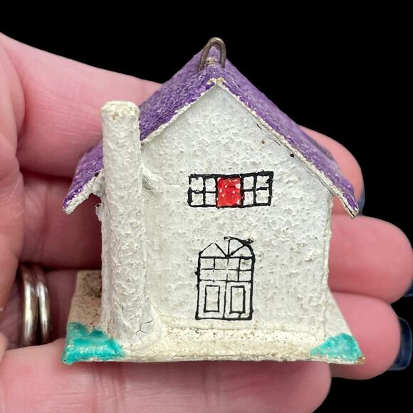 Putz Sugar House Japan Cardboard Glitter House Small Ornament Lot of 4 Vtg READ - Picture 10 of 16